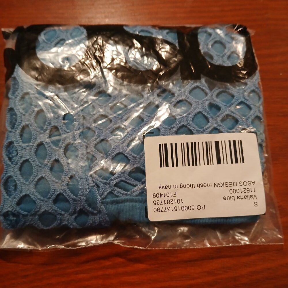 NEW Two Asos Design Men's Mesh Thong Blue Size Small New